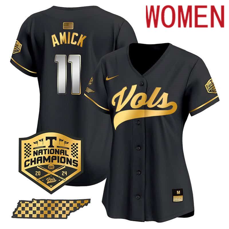 Women Tennessee Volunteers #11 Amick Black 2024 Nike Champions Vapor Premier Limited NCAA Jersey style 1